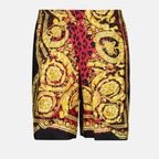 쇼츠 Short en soie Barocco Versace 빨간색 Homme