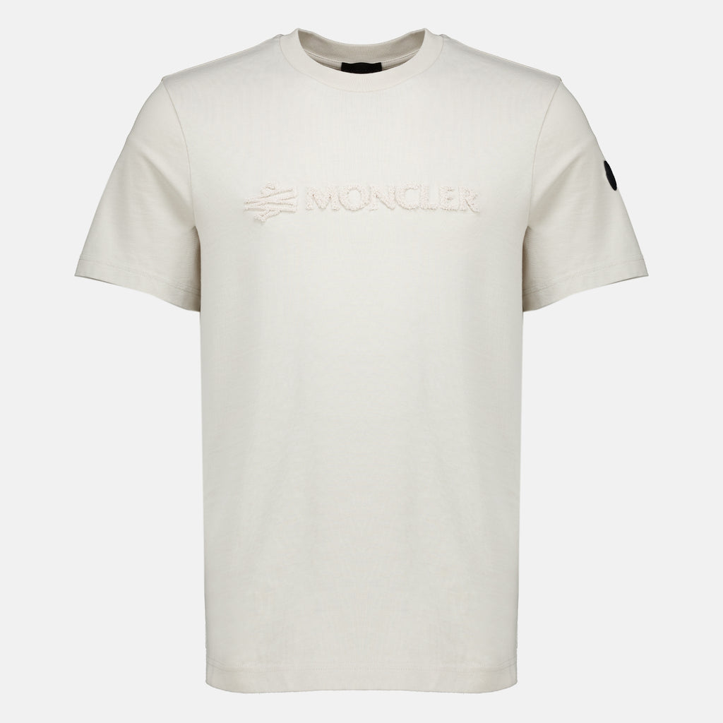 T-shirts Camiseta de Algodón con Logo Blanco Moncler Blanc Homme