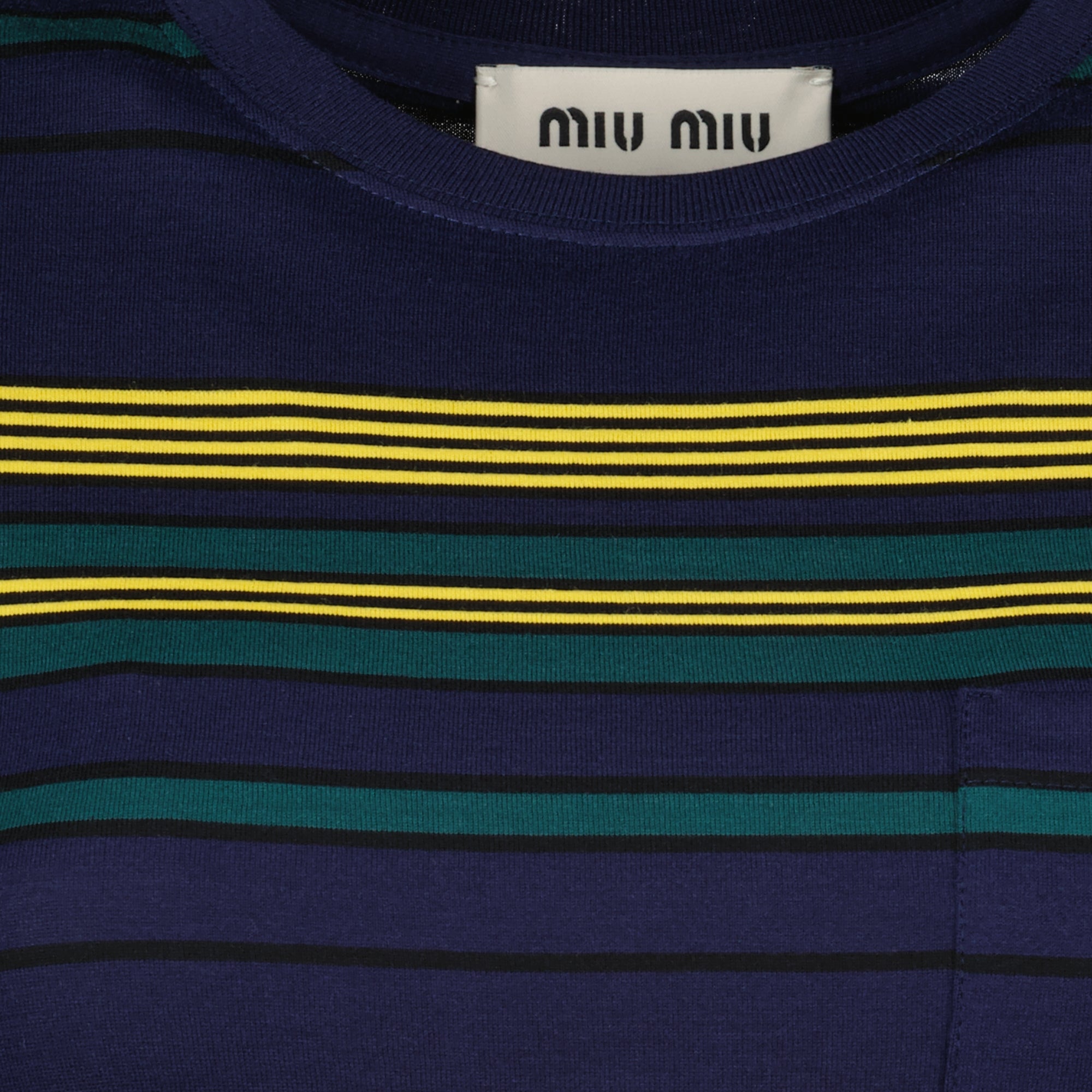 Image de l'article T-shirt rayé en coton de la marque Miu Miu pour Femme - Saison Printemps-Été 2026 - Vue détaillée_2