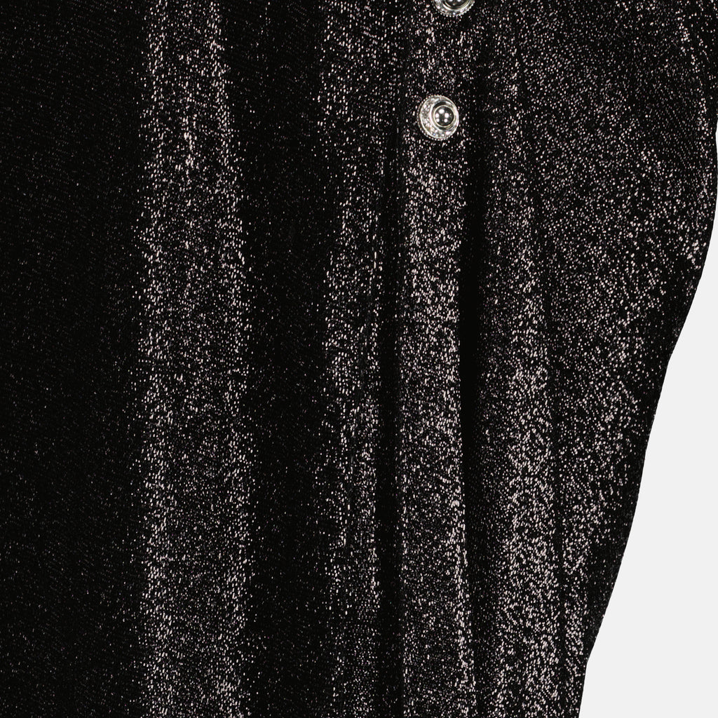 Image de l'article Jupe midi drapée en jersey noir brillant de la marque Rabanne pour Femme - Saison Printemps-Été 2026 - Vue détaillée_2