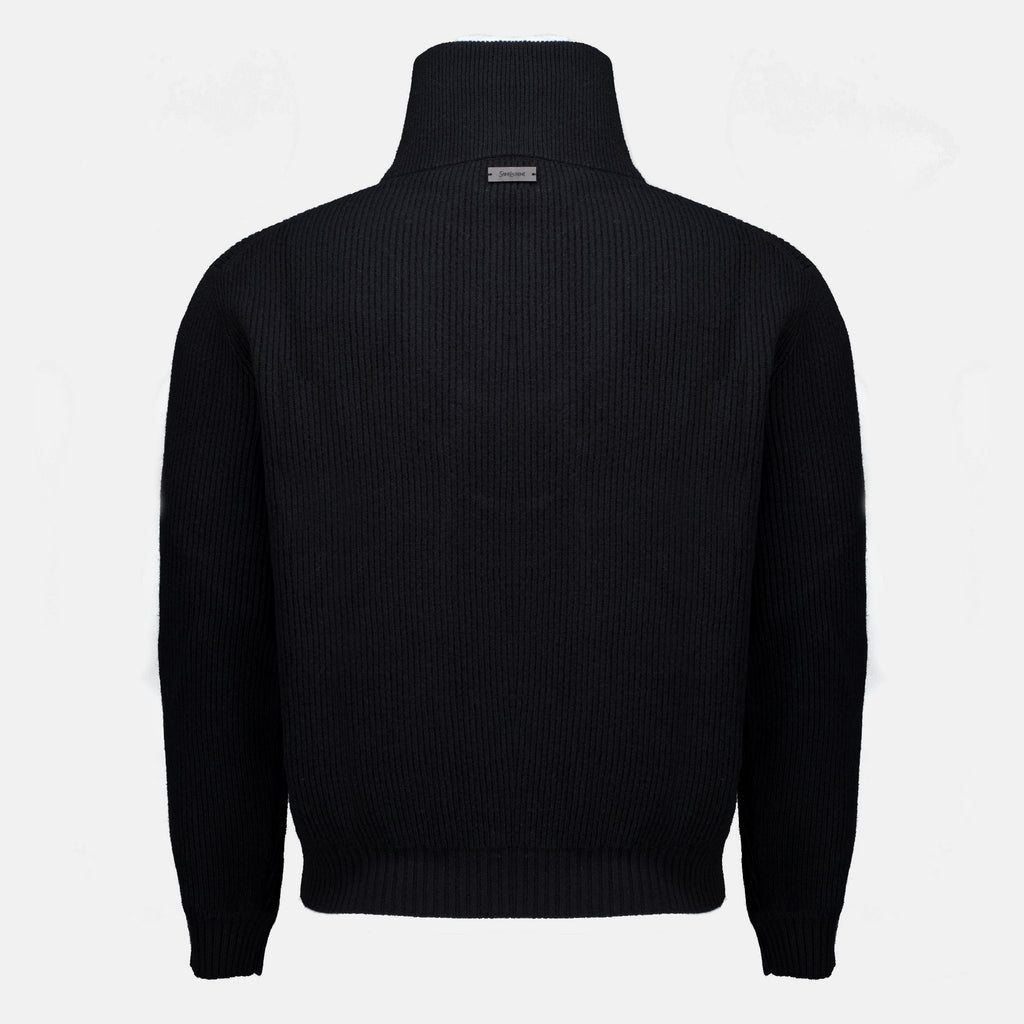 Maille Pull 1/4 zip en laine noir Saint Laurent Noir Homme