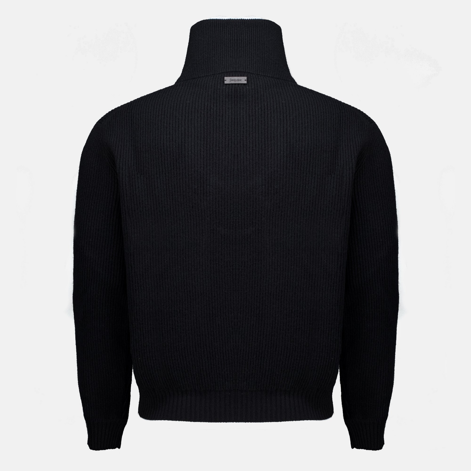 Maille Pull 1/4 zip en laine noir Saint Laurent Noir Homme