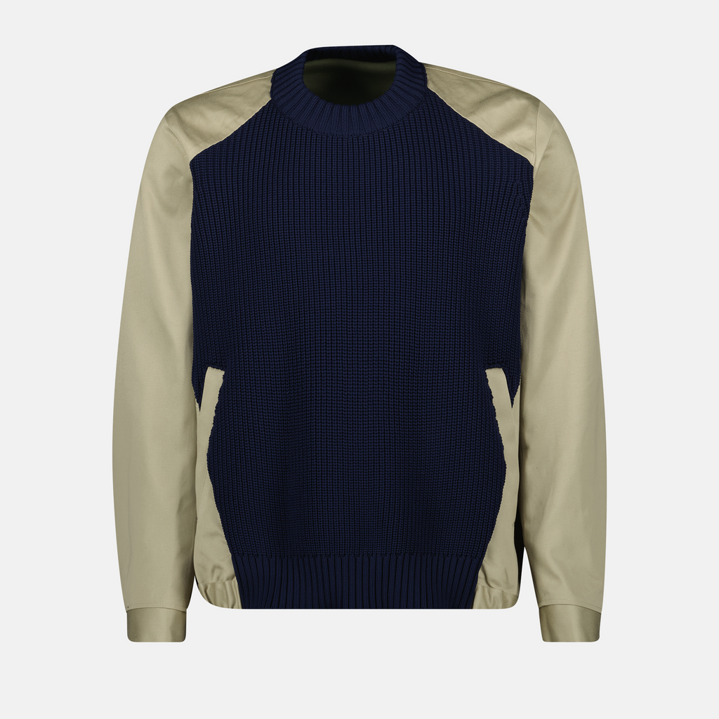 Prendas de punto Suéter de Algodón Mixto Sacai azul oscuro Homme