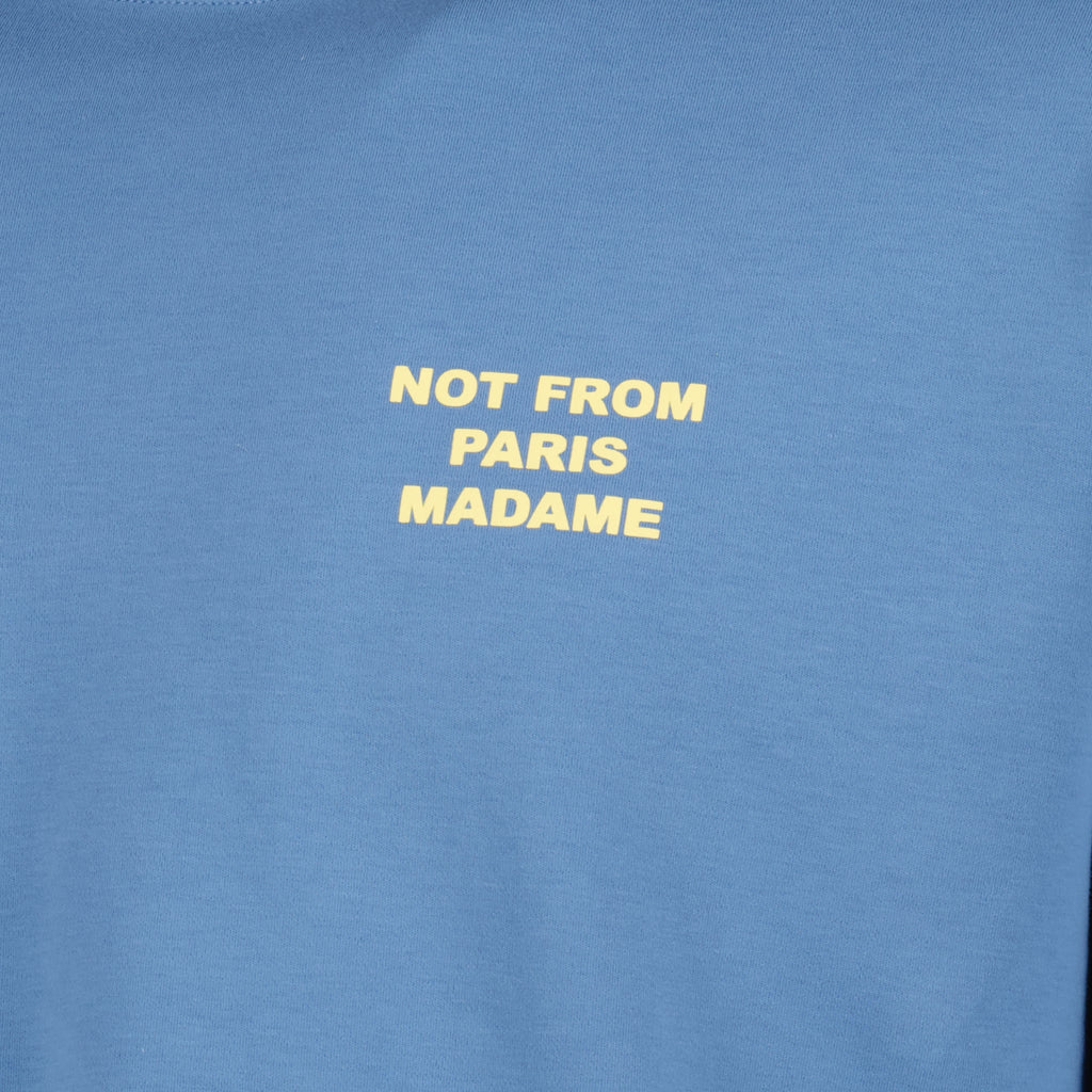 Image of the article Blue slogan T-shirt by the brand Drole De Monsieur for Men - Spring-Summer 2026 - Detailed View_1