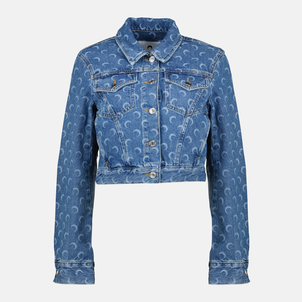 Image of the Marine Serre Women's Moon Denim Jacket - Autumn-Winter 2025 - Front View