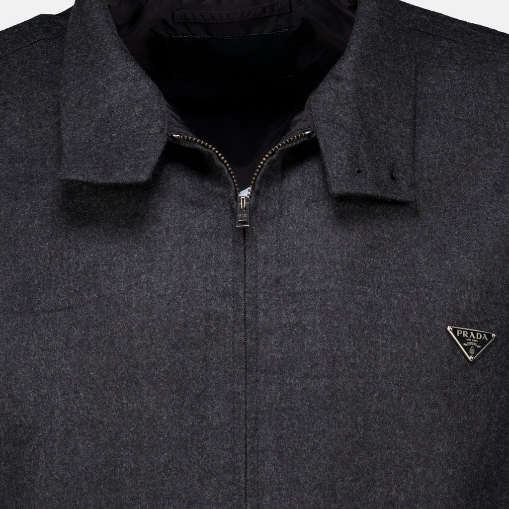 Chemises Wool Zip Jacket Prada Gris Homme