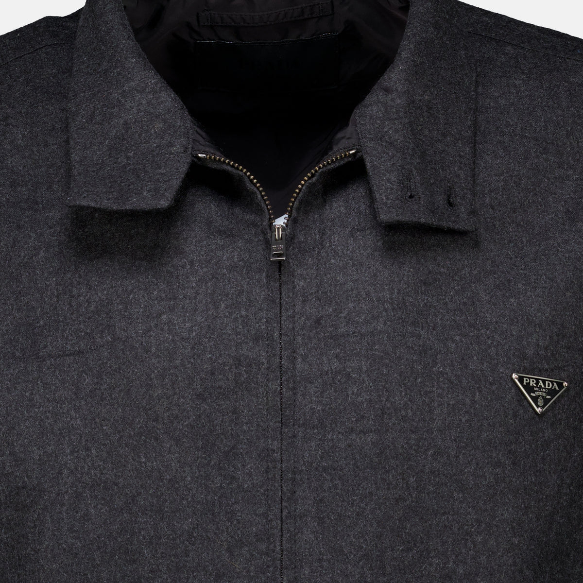 Chemises Wool Zip Jacket Prada Gris Homme