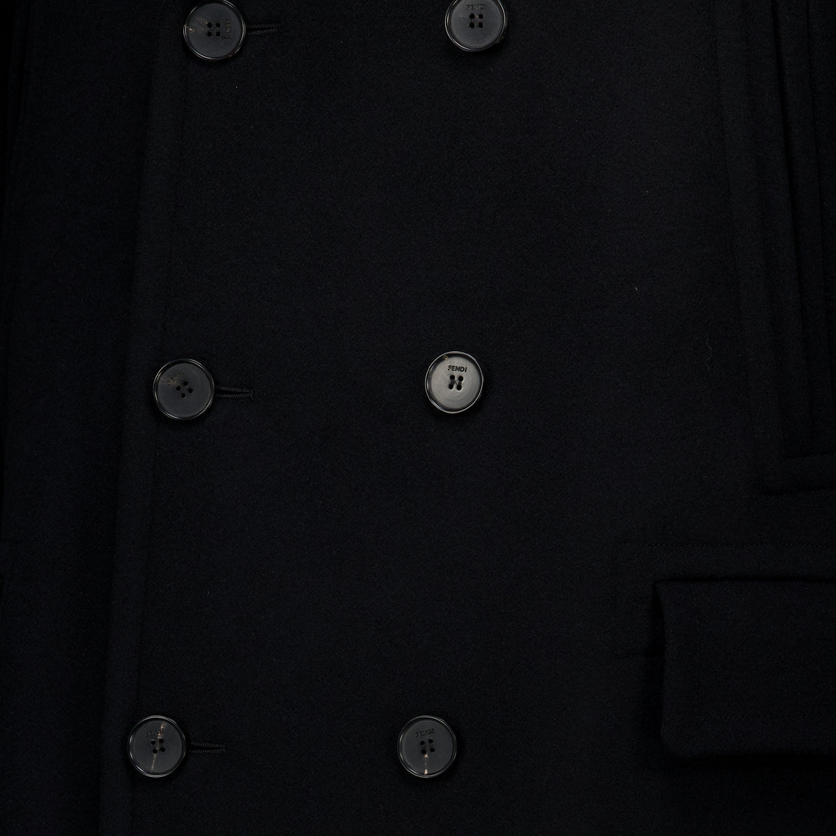 Manteaux Langer schwarzer Wollmantel Fendi Noir Homme