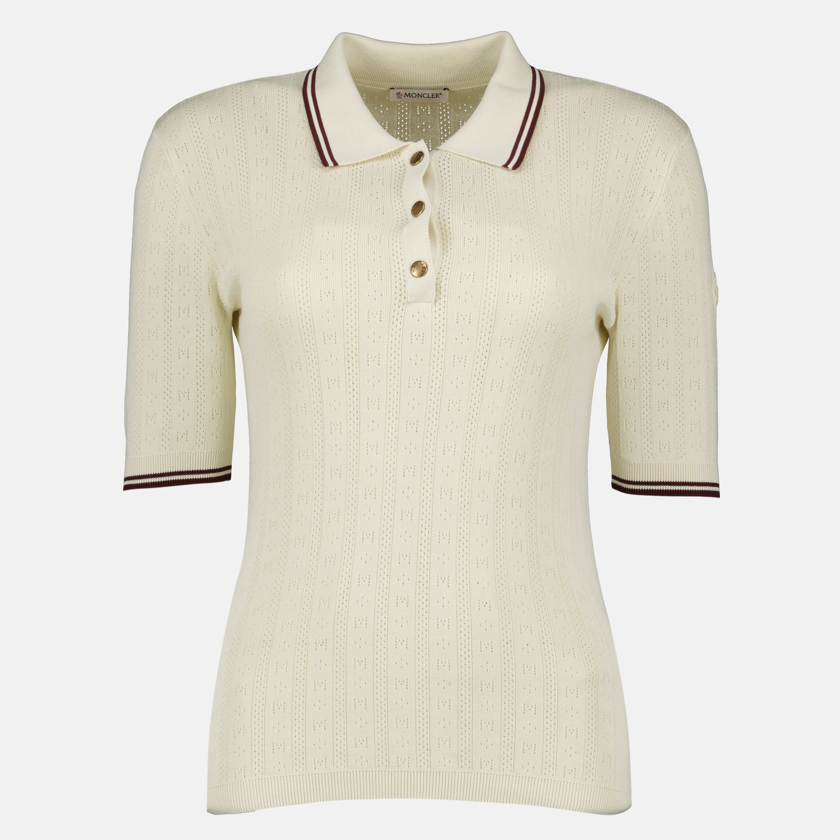 Polos Polo in Cotone Pattern Beige Moncler Blanc Femme