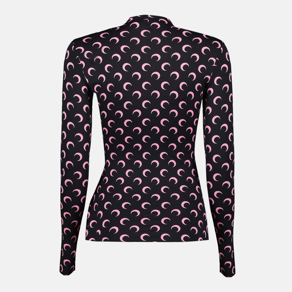 Immagine del top in jersey moon nero e rosa del marchio Marine Serre per Donna - Stagione Autunno-Inverno 2025 - Vista Posteriore