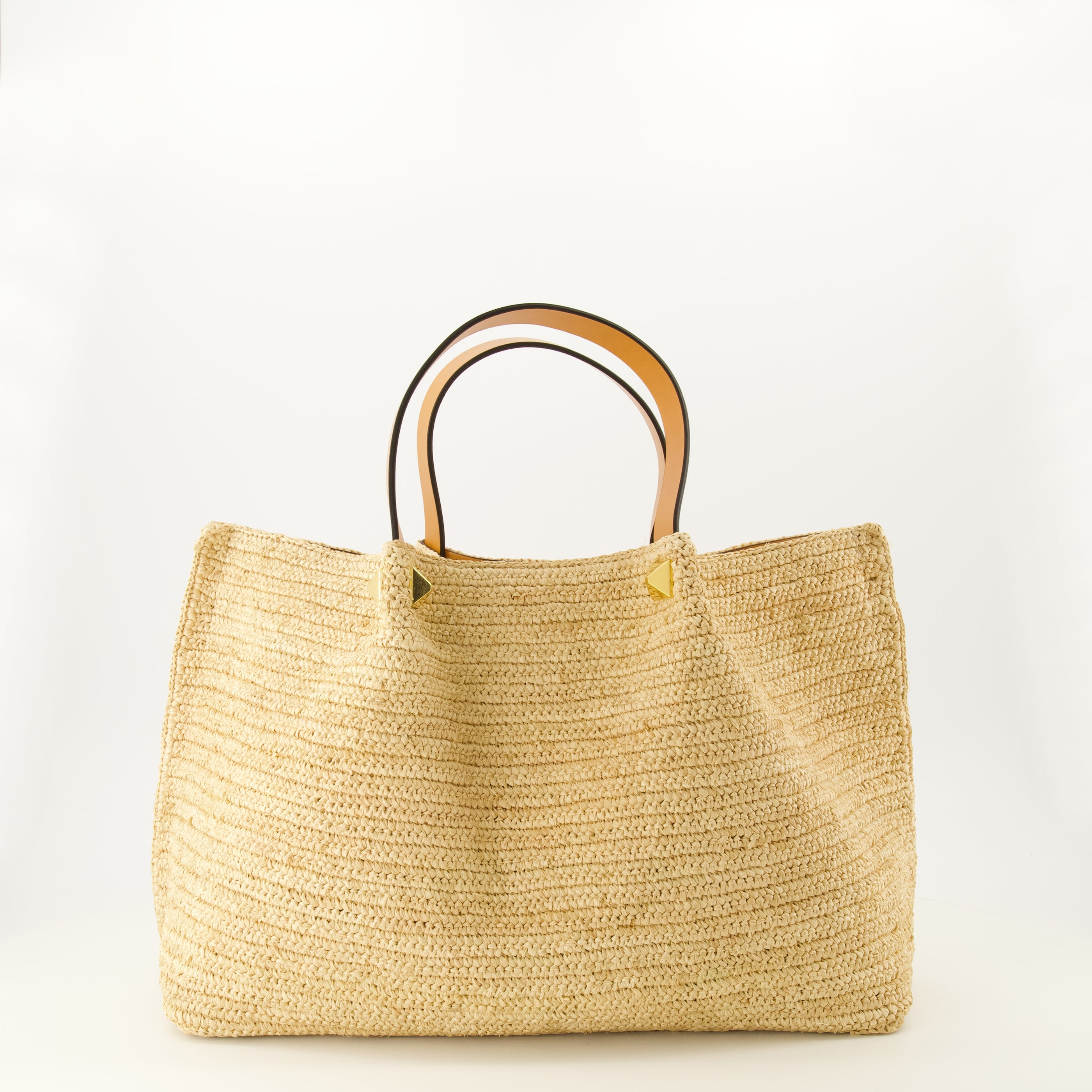 Sacs cabas Borsa Estiva Media in Paglia Valentino Garavani Beige Femme