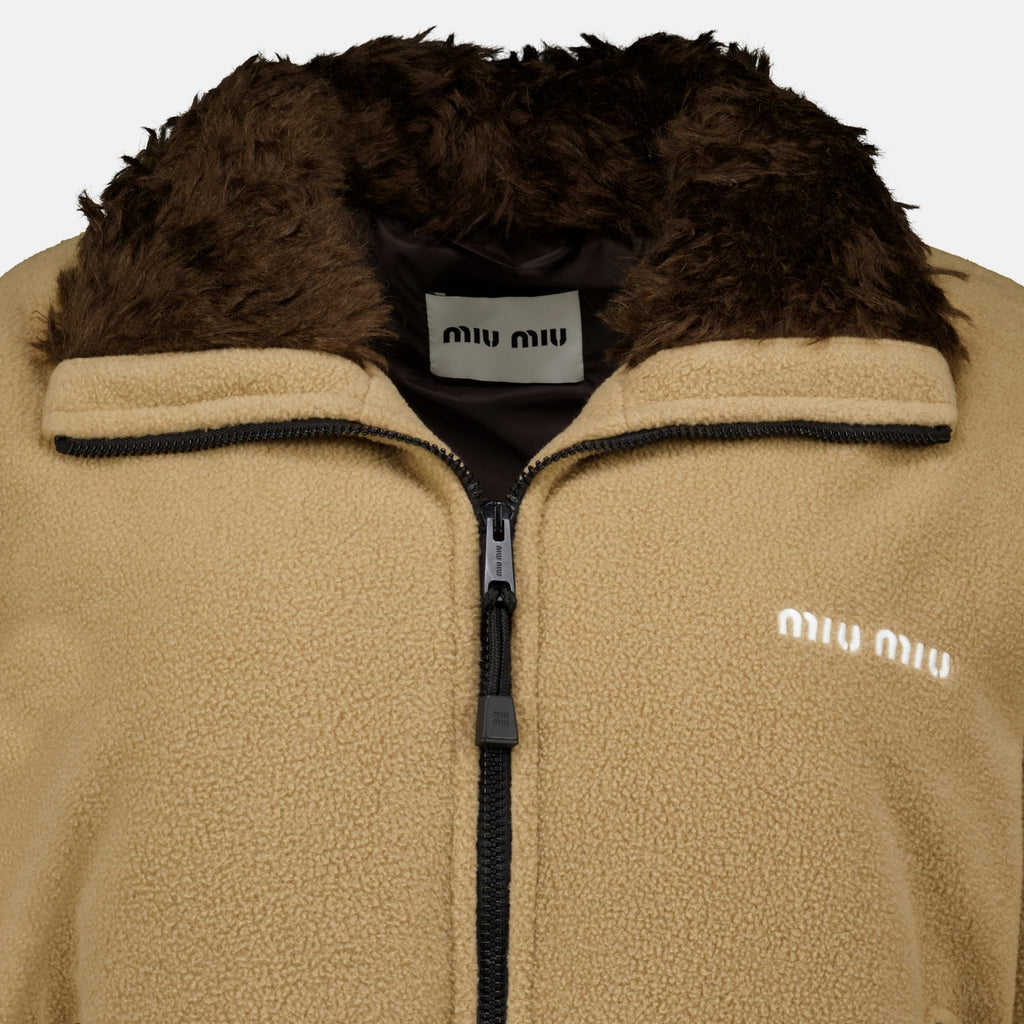 Manteaux 베이지 플리스 재킷 Miu Miu Beige Femme
