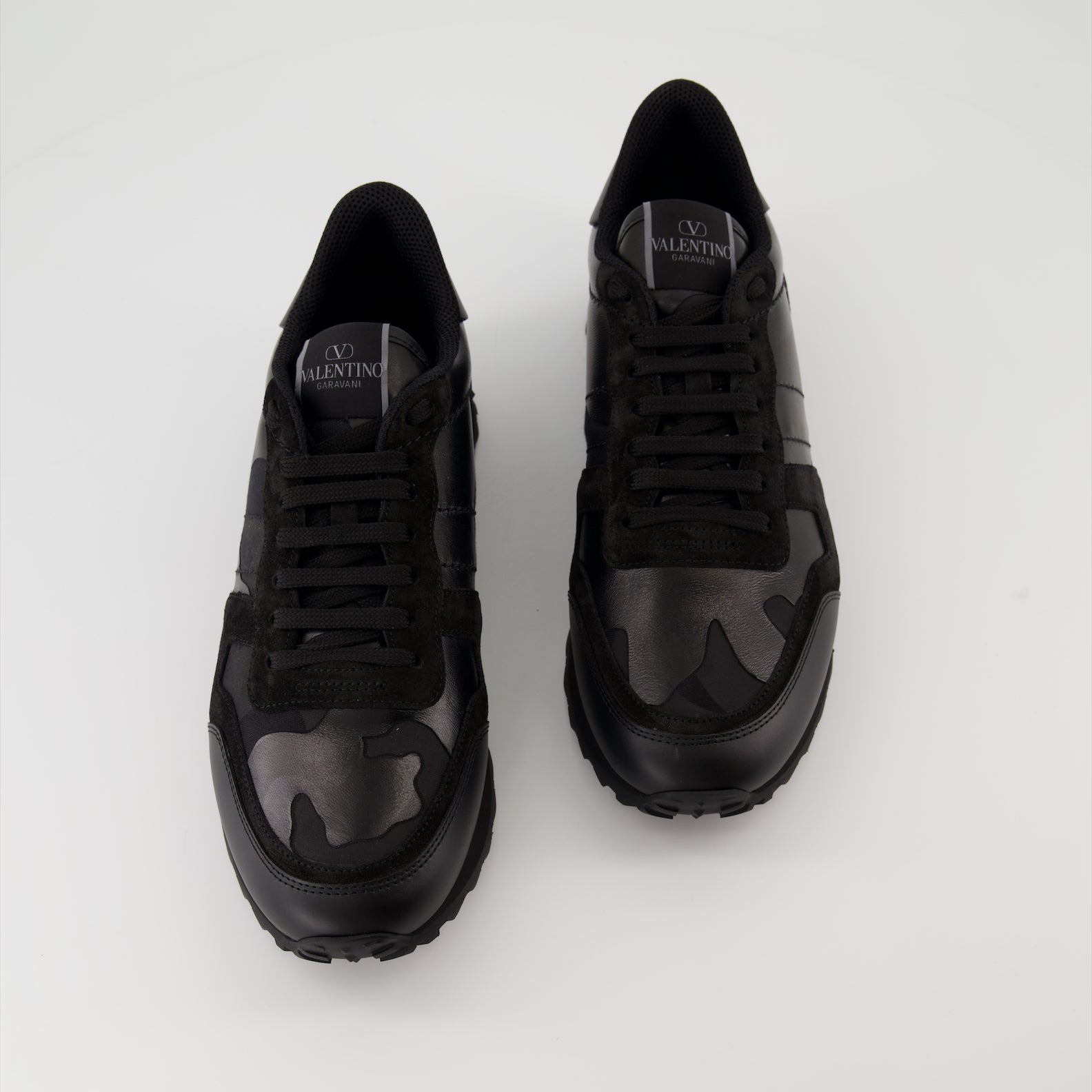 Baskets Black Camouflage Rockrunner Sneakers in Fabric and Nappa Valentino Garavani Noir Homme