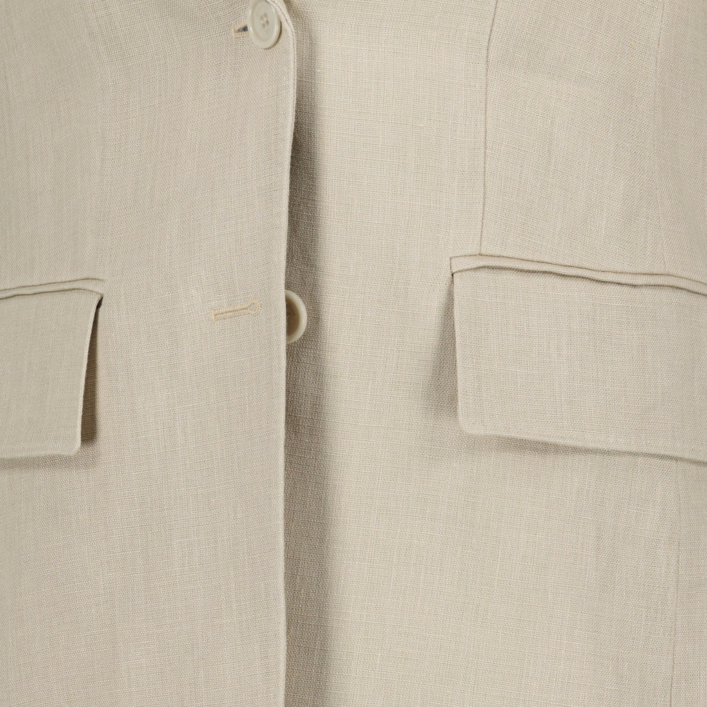 Image de l'article Veste sans manches beige en lin avec volants de la marque Max Mara pour Femme - Saison Printemps-Été 2026 - Vue détaillée_1