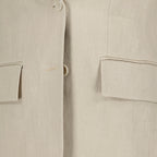 Image de l'article Veste sans manches beige en lin avec volants de la marque Max Mara pour Femme - Saison Printemps-Été 2026 - Vue détaillée_1