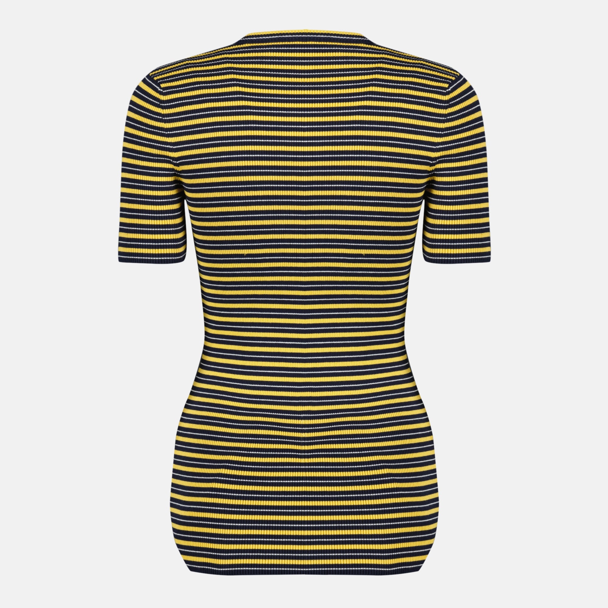 Image de l'article T-shirt côtelé à rayures jaune de la marque Prada pour Femme - Saison Printemps-Été 2026 - Vue de Dos