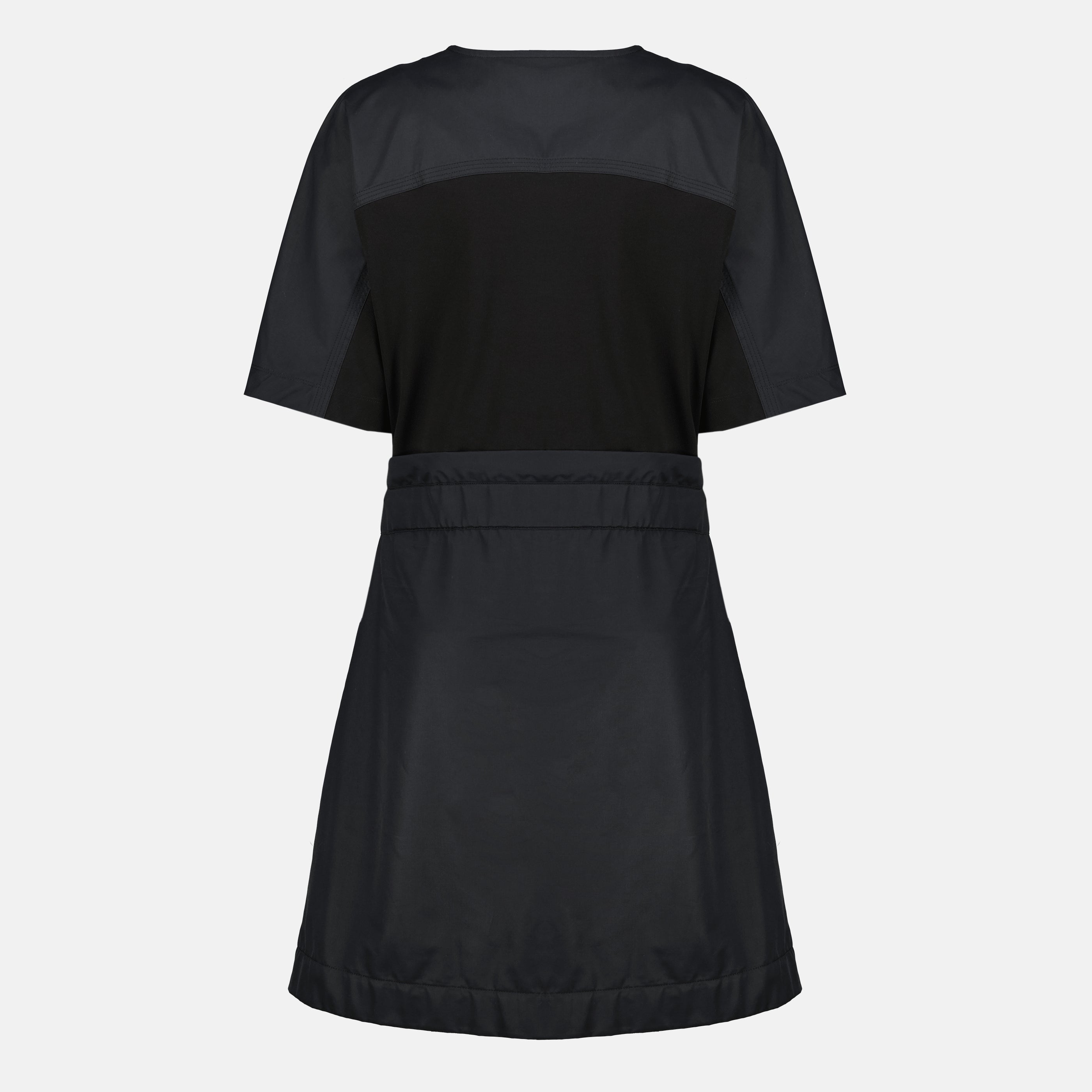 Robes Vestido Mini de Algodón Negro con Cinturón Moncler Noir Femme