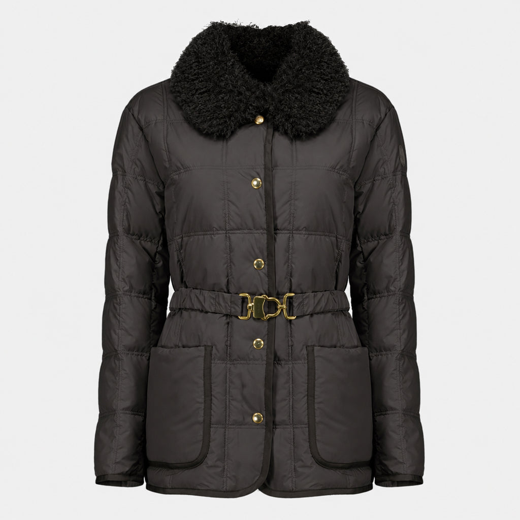 Manteaux Giacca in piuma nera con cintura Moncler Noir Femme