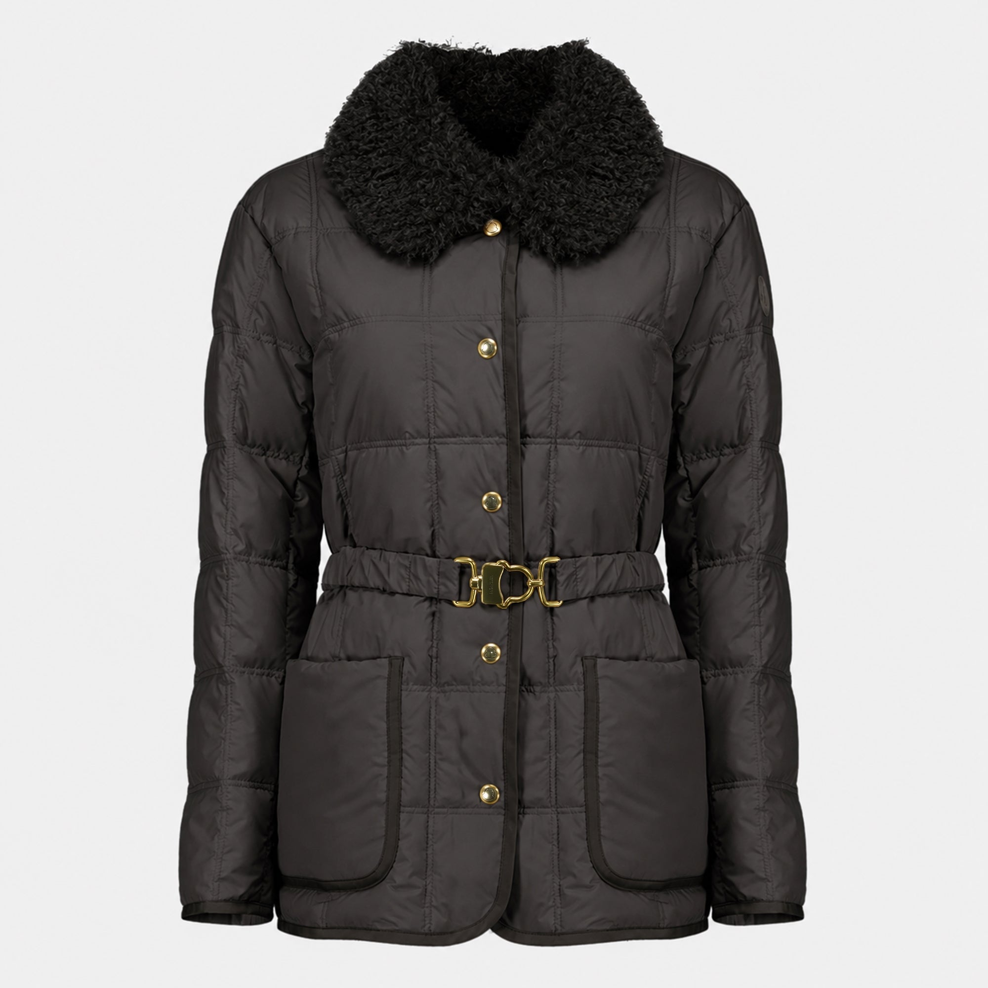 Manteaux Doudoune à ceinture Cygnes noir Moncler Noir Femme