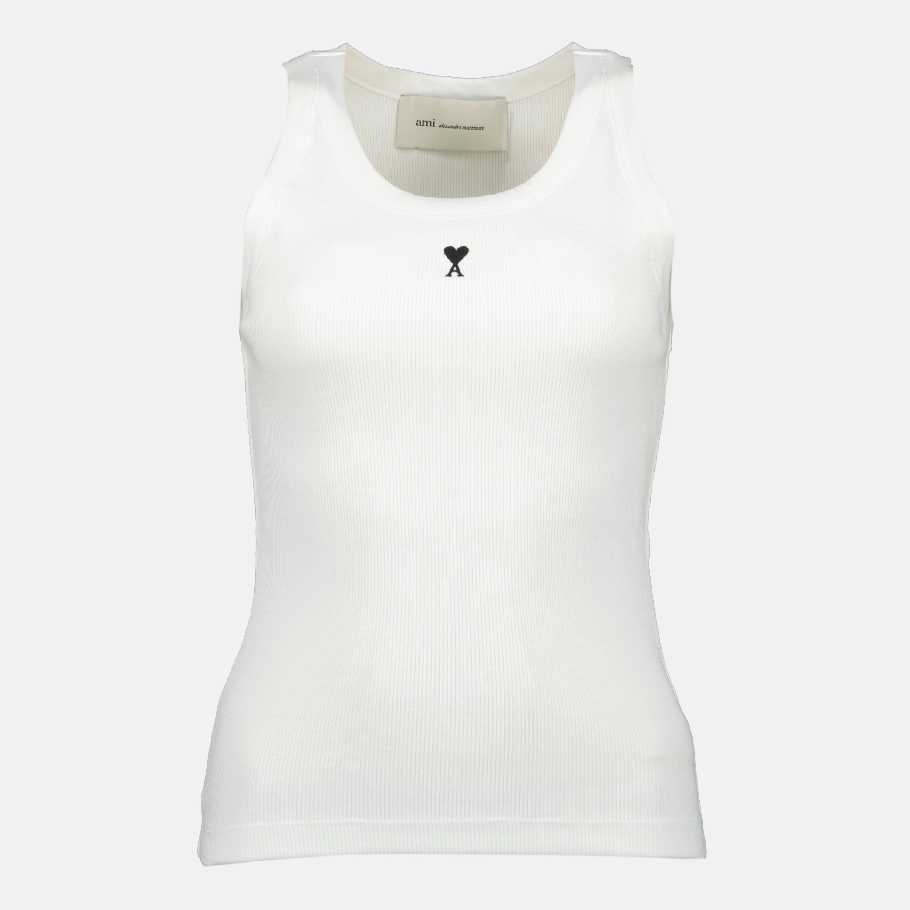 Image de l'article Débardeur Ami de coeur blanc de la marque Ami PARIS pour Femme - Saison Printemps-Été 2026 - Vue de Face