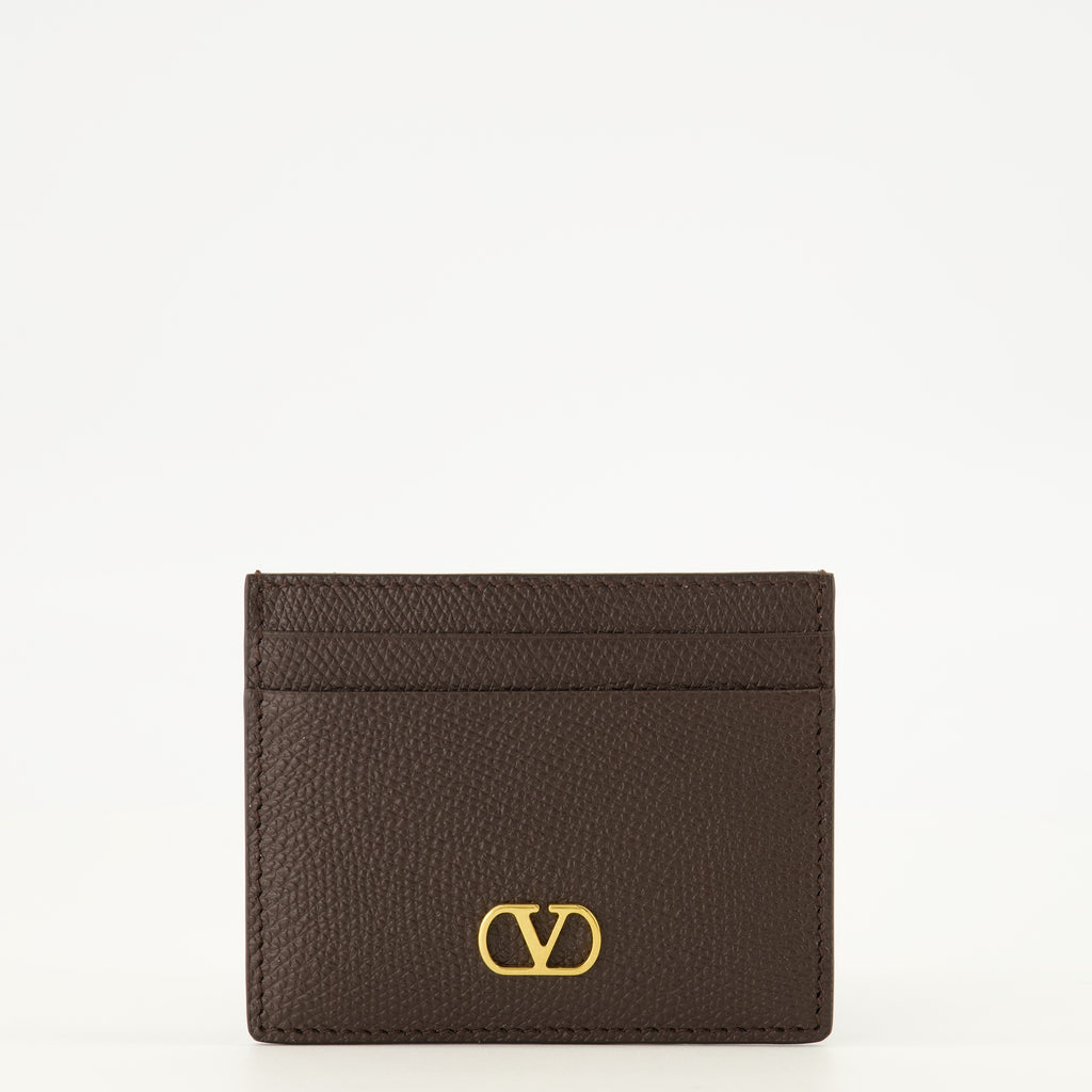 Petite maroquinerie VLogo Kartenetui aus braunem Leder Valentino Garavani Marron Femme