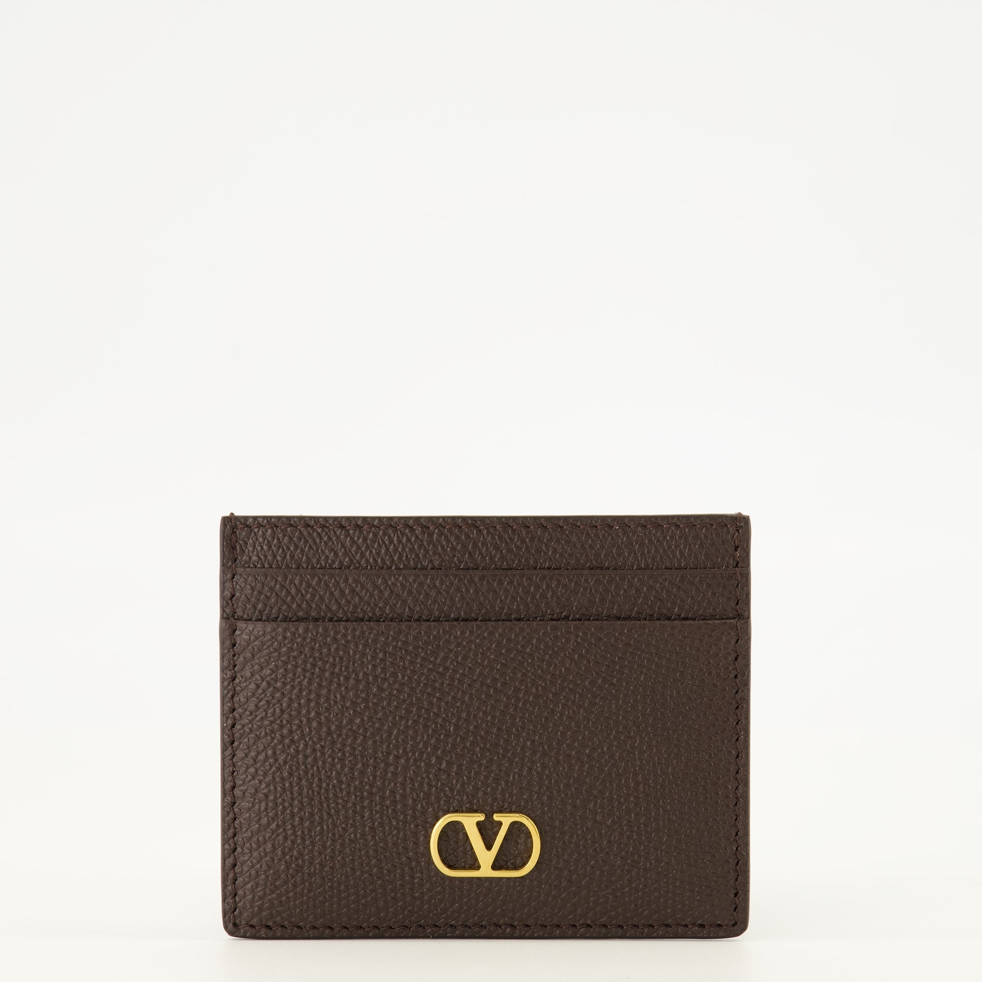 Petite maroquinerie Porte-cartes VLogo en cuir marron Valentino Garavani Marron Femme