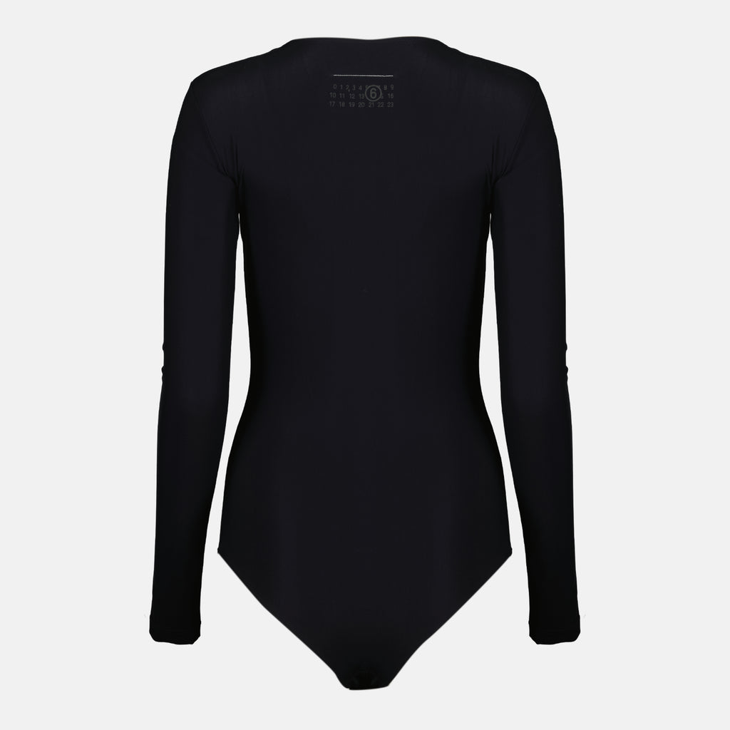 Image de l'article Body noir en lycra de la marque Mm6 pour Femme - Saison Printemps-Été 2026 - Vue de Dos