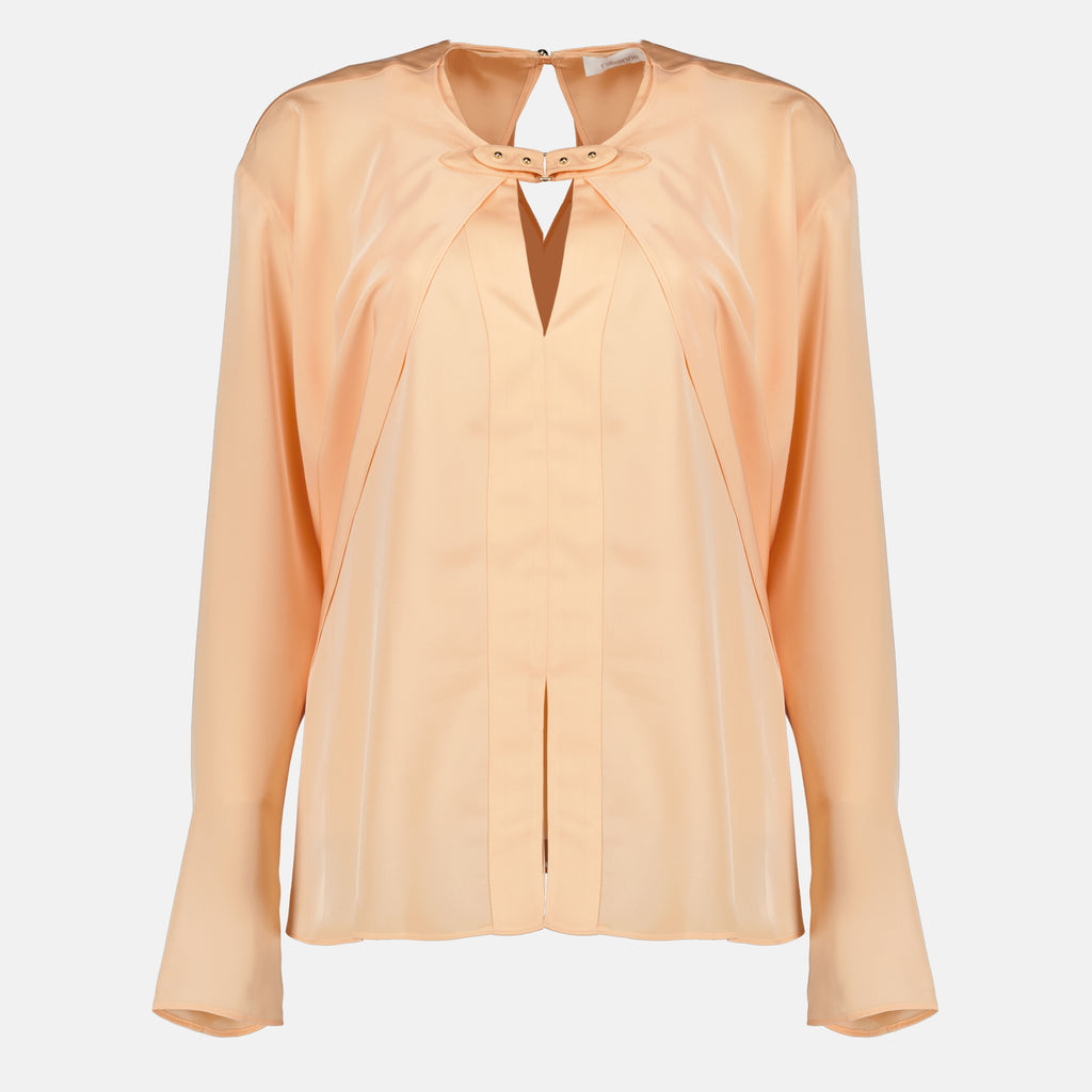 Imagen de la blusa satinada de manga larga de la marca Rabanne para mujer - Temporada Primavera-Verano 2026 - Vista Frontal