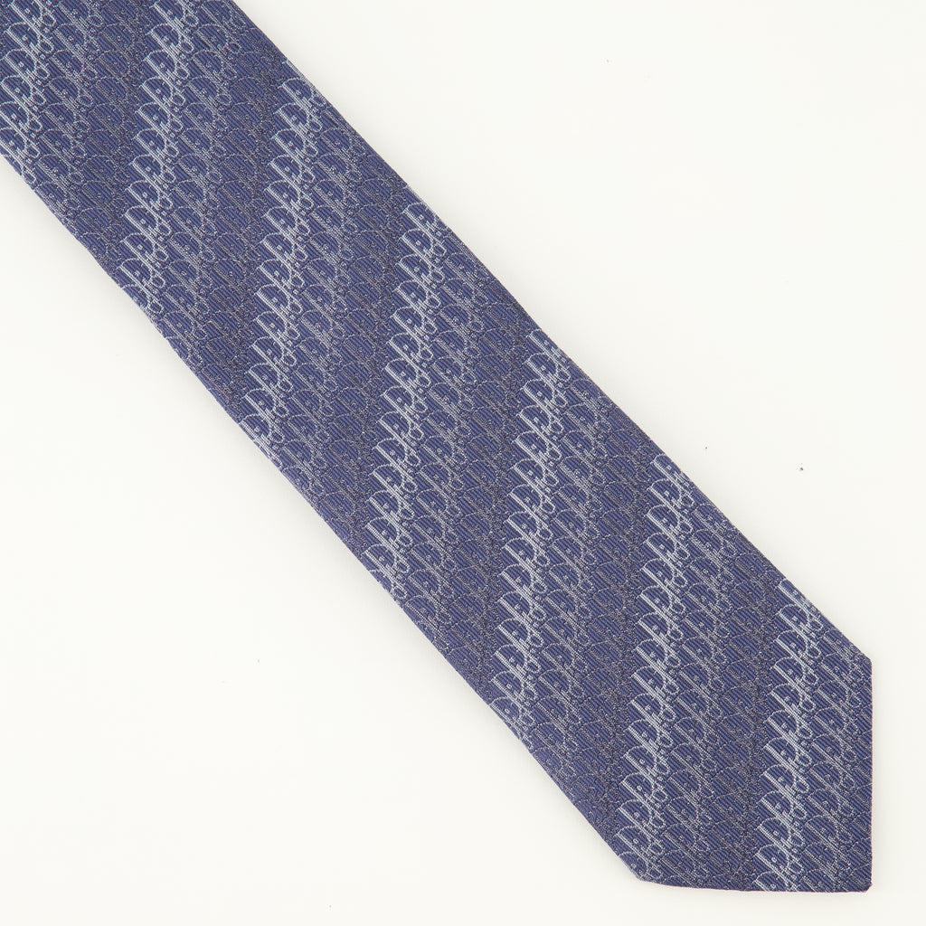 Écharpes, foulards et gants Corbata de seda azul Dior Oblique Dior Bleu foncé Homme