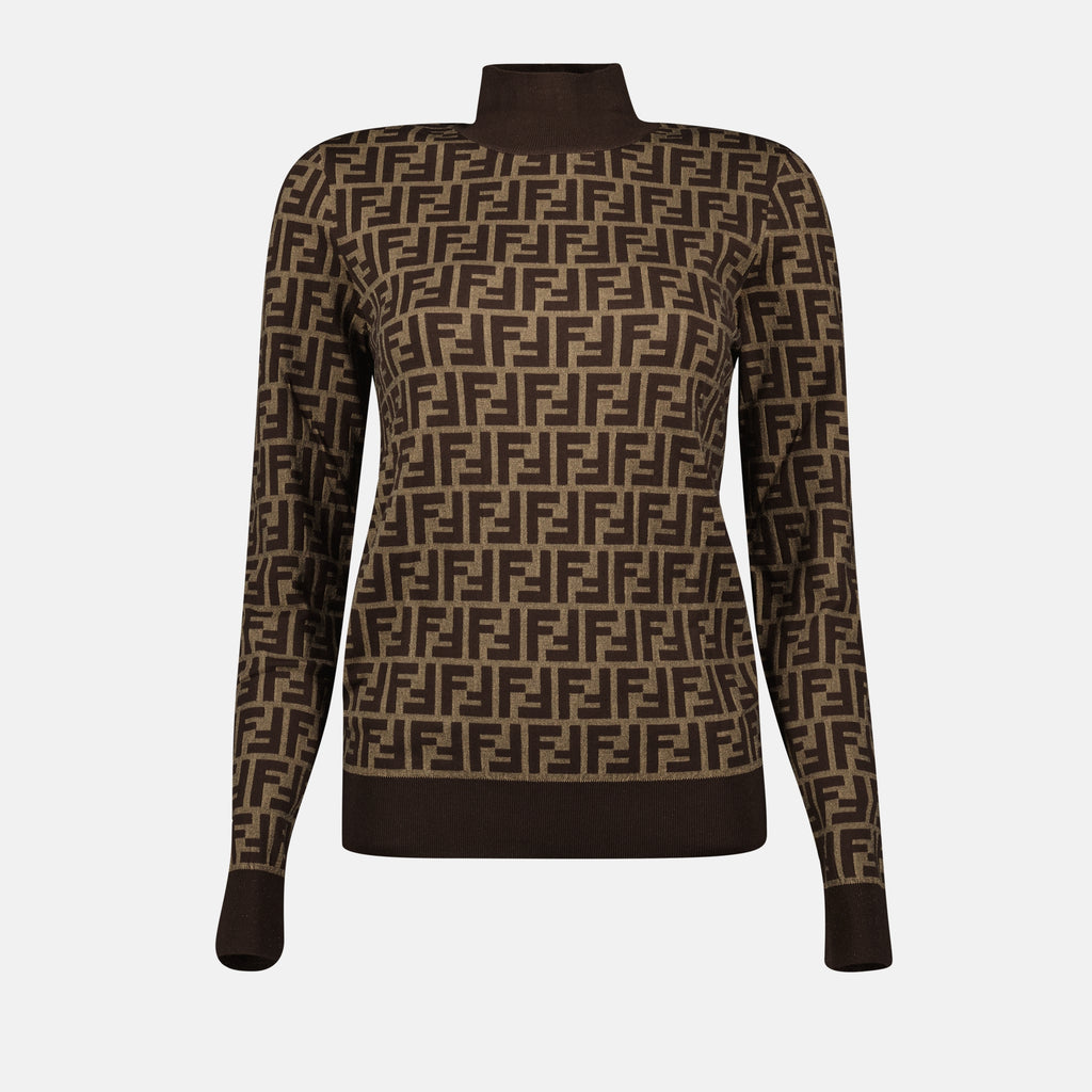 Malhas Pulôver FF Fendi Marrom Femme