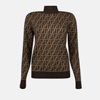 Malhas Pulôver FF Fendi Marrom Femme