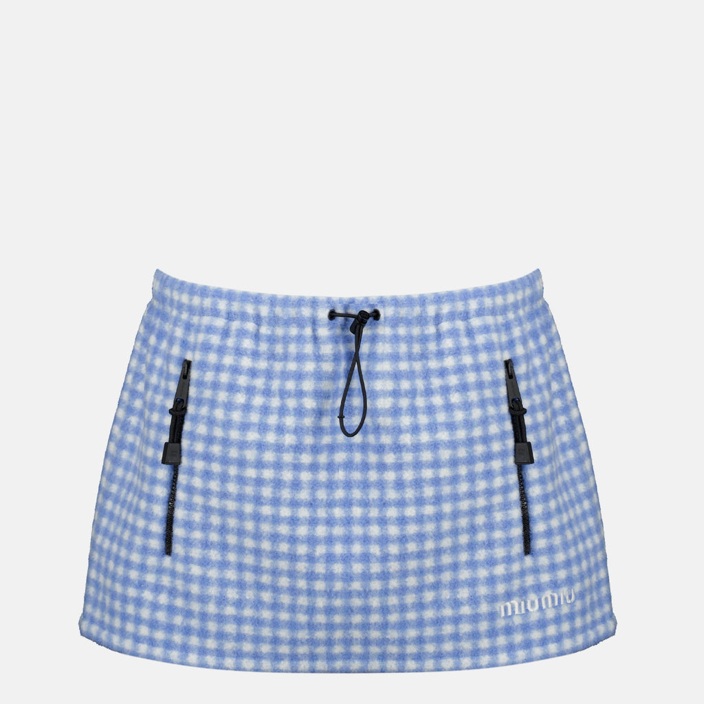 Jupes Gonna in Pile Mini Vichy Miu Miu Bleu Femme