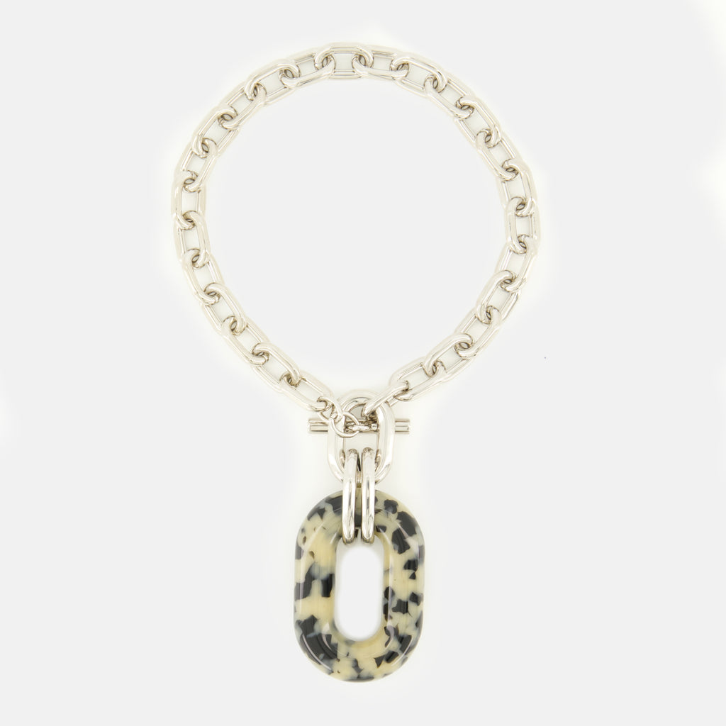 Bijoux Collier XL Link argenté à imprimé Rabanne Argenté Femme
