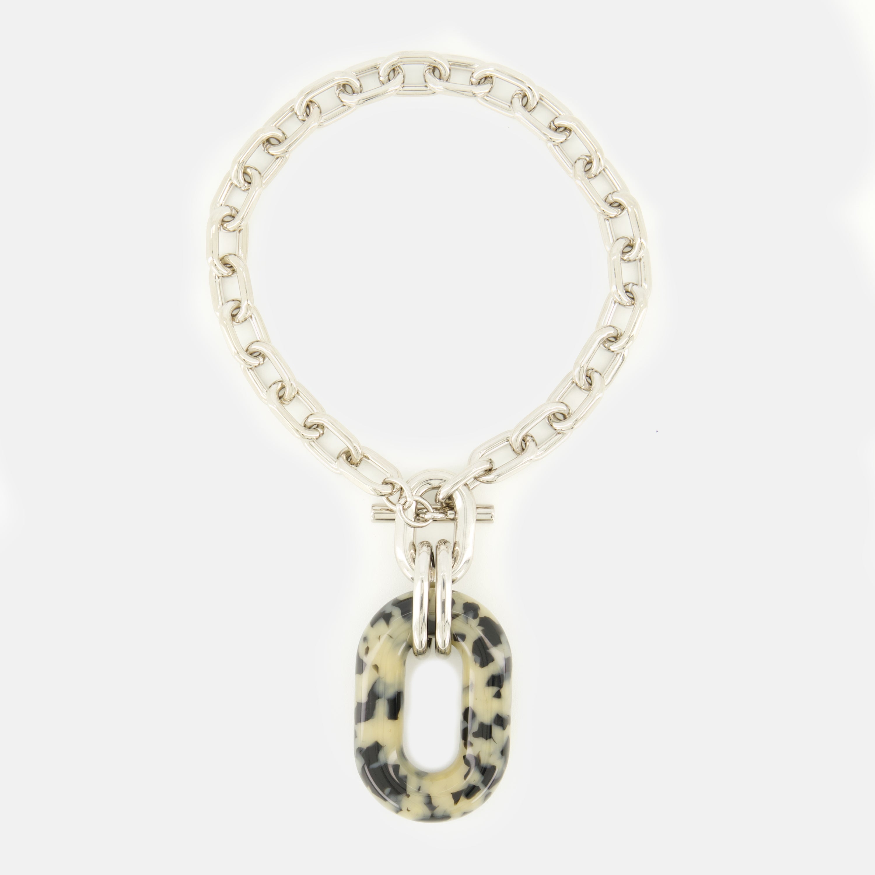 Bijoux Collier XL Link argenté à imprimé Rabanne Argenté Femme