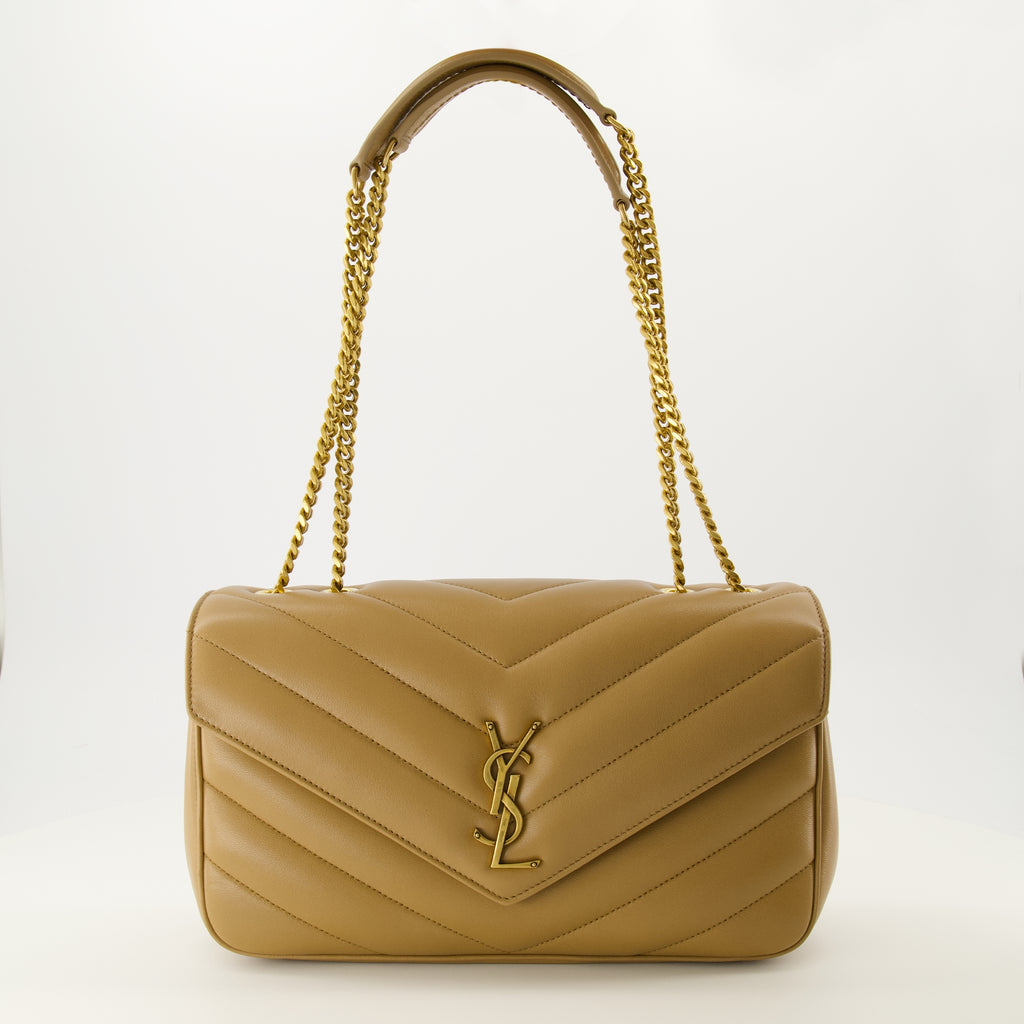 Image de l'article Sac Loulou medium beige de la marque Saint Laurent pour Femme - Saison Automne-Hiver 2025 - Vue de Face