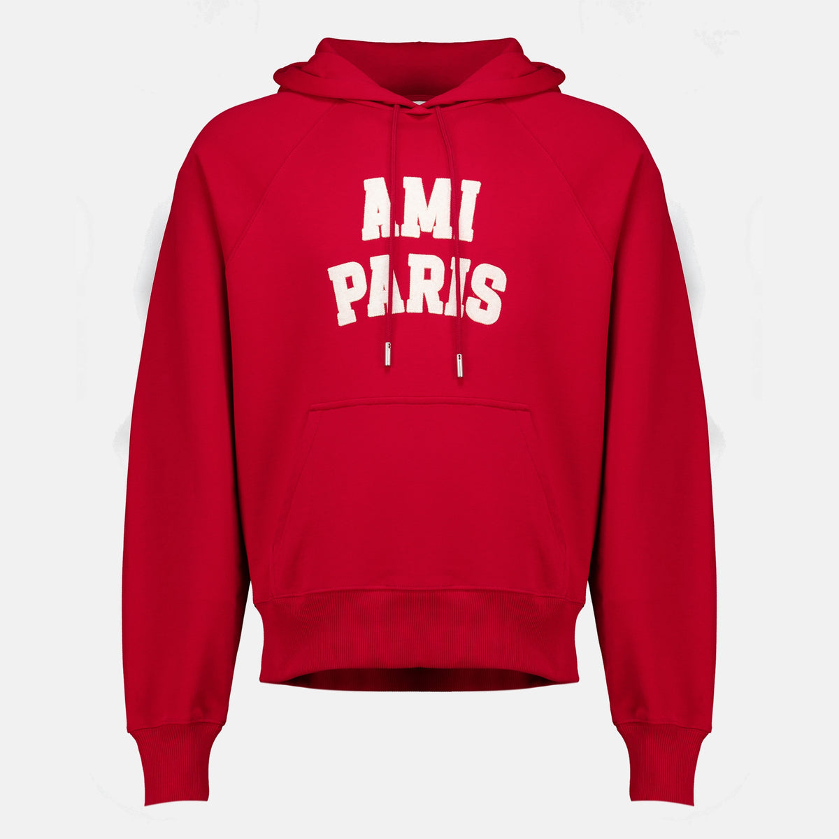 Sweatshirts Red Embroidered Hoodie Ami PARIS Rouge Unisexe