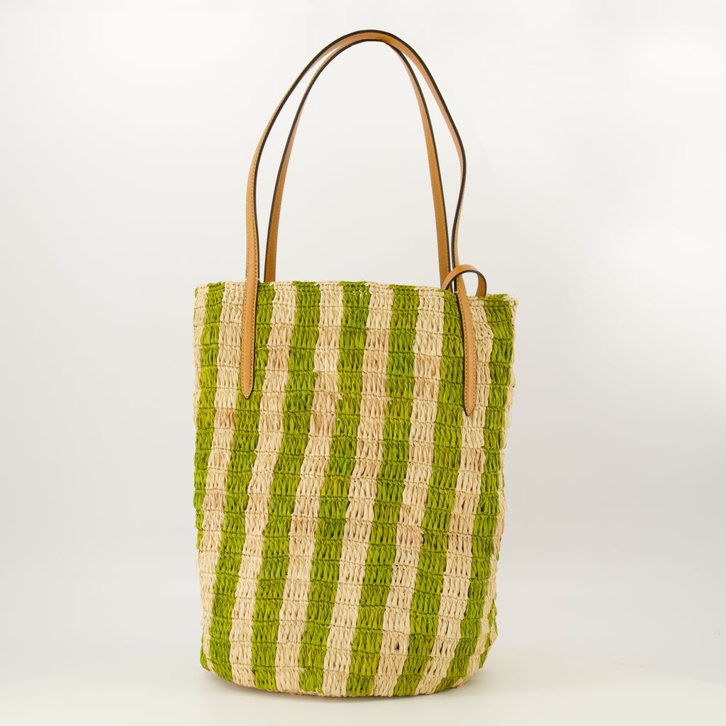 Sacs cabas Borsa Tote in Raffia Verde a Righe Valentino Garavani Vert Femme