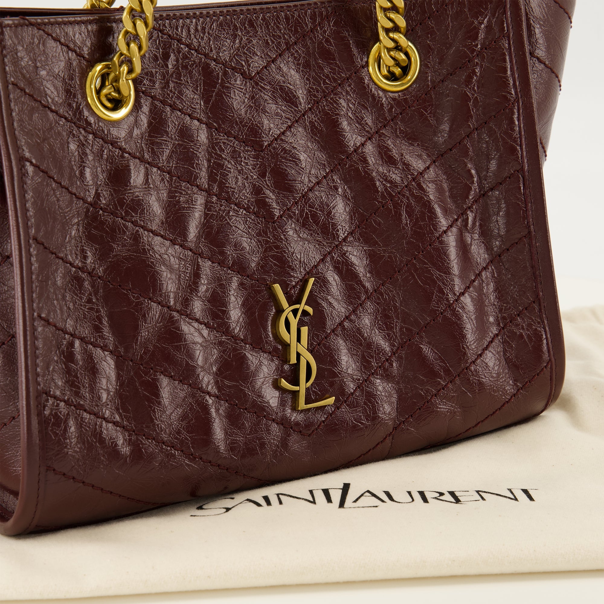 Sacs à main et épaule Sac Niki Shopping small en cuir bordeaux Saint Laurent Bordeaux Femme