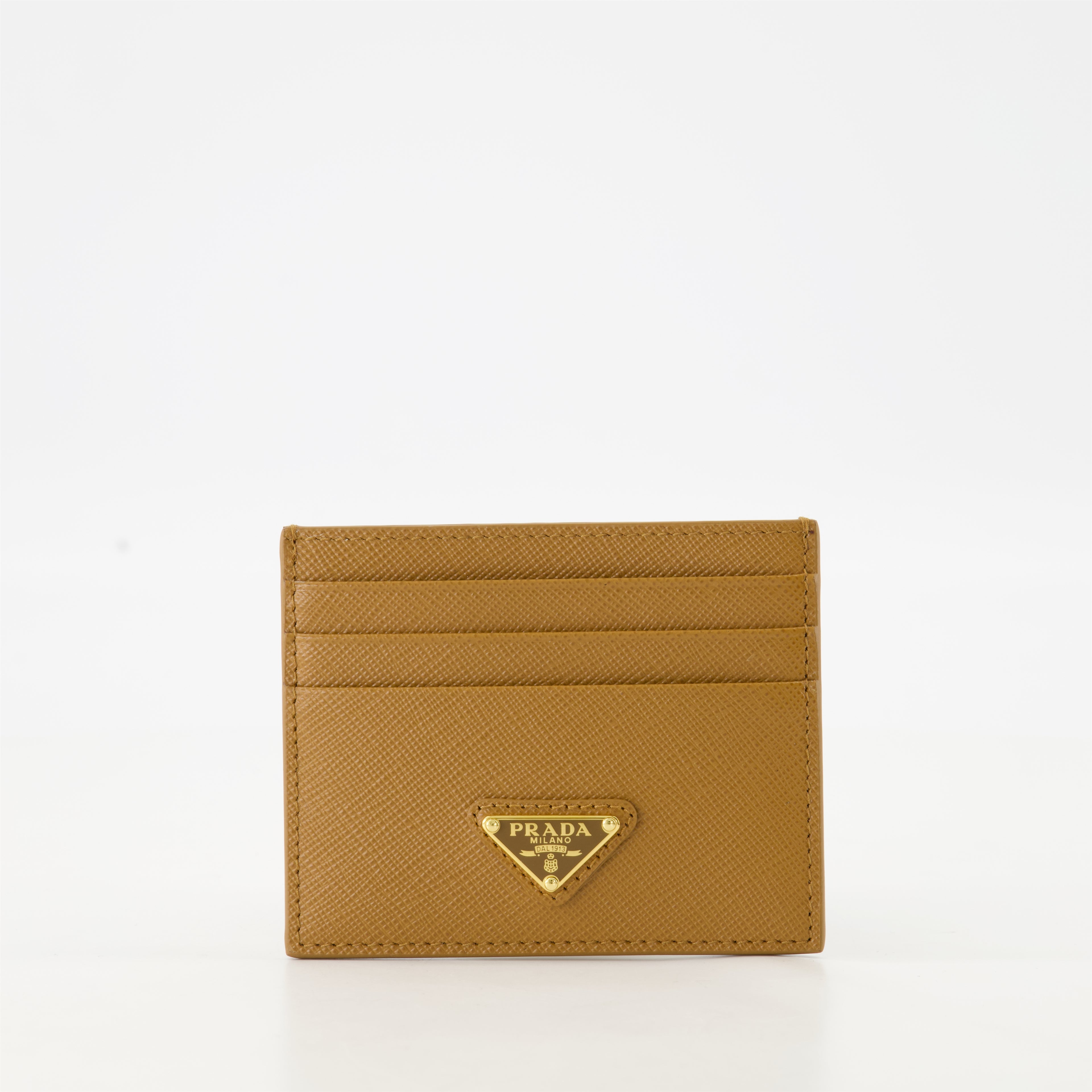 スモールレザーグッズ サフィアーノレザー名刺入れ Prada 茶色 Femme