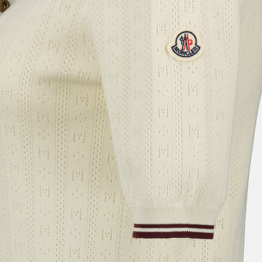 Polos Polo in Cotone Pattern Beige Moncler Blanc Femme