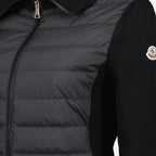 여성용 Moncler 브랜드의 검은색 이중 소재 카디건 이미지 - 2026 봄 여름 시즌 - 상세 보기_1