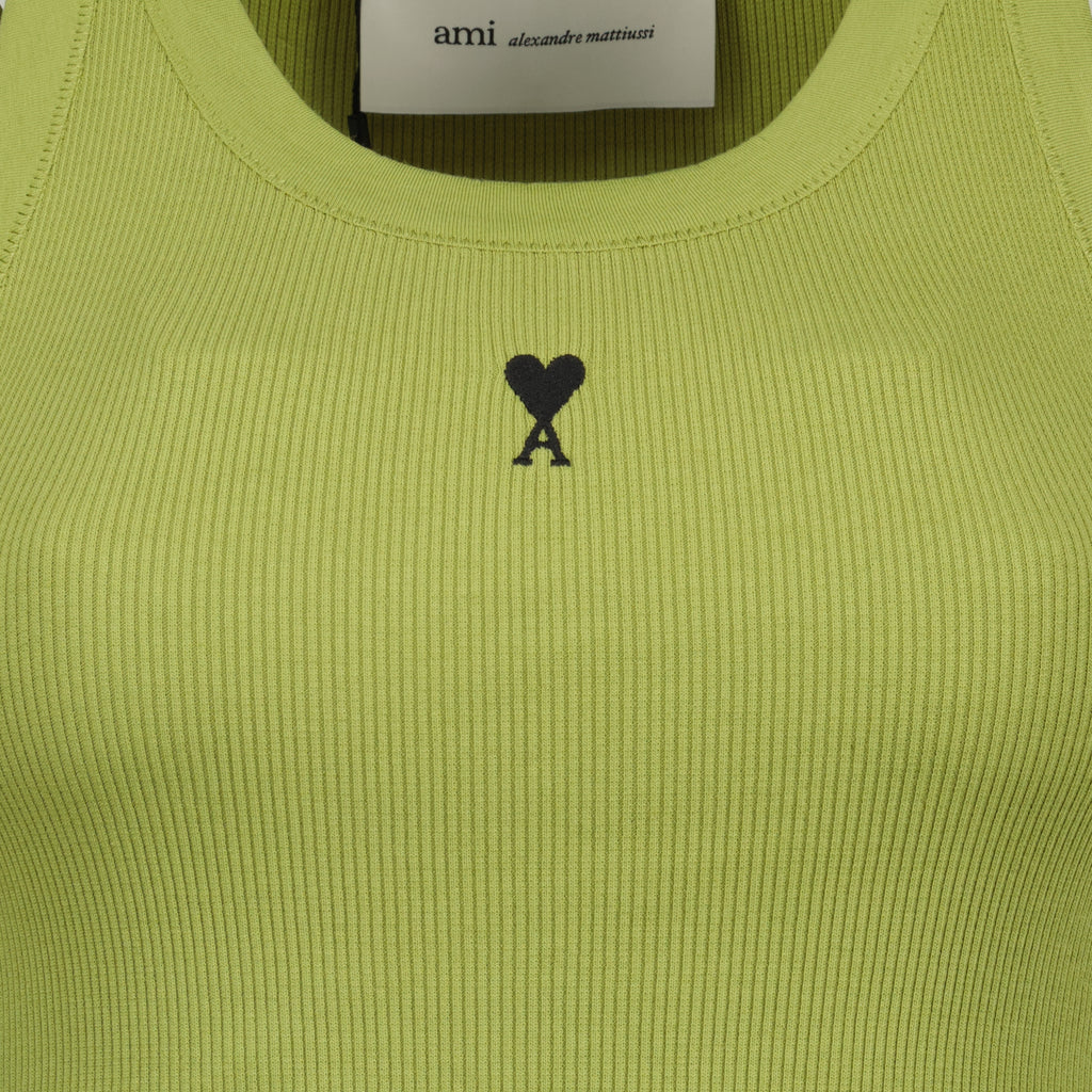 Image de l'article Débardeur Ami de coeur kaki de la marque Ami PARIS pour Femme - Saison Printemps-Été 2026 - Vue détaillée_1