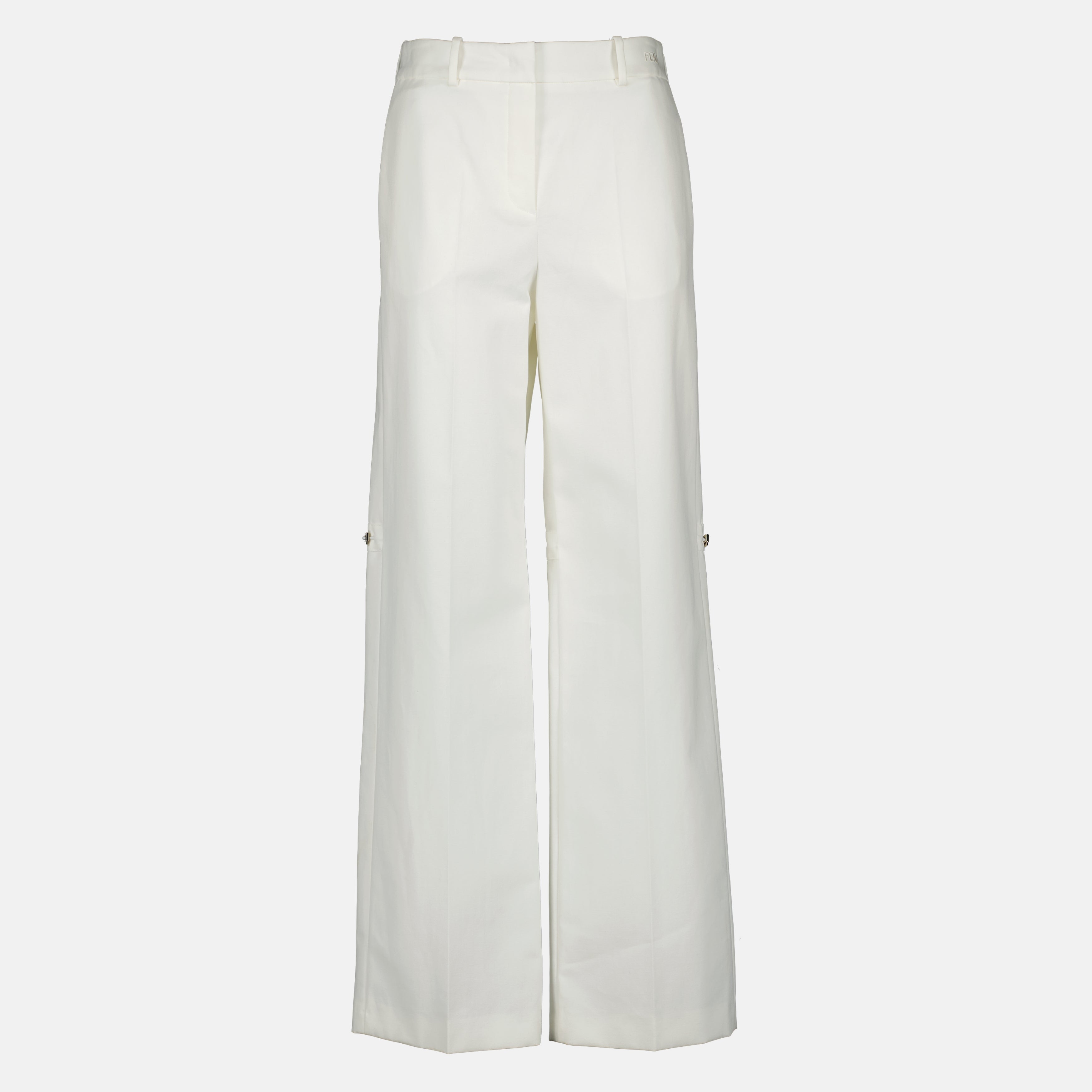 Image de l'article Pantalon blanc en toile de coton de la marque Fendi pour Femme - Saison Printemps-Été 2026 - Vue de Face