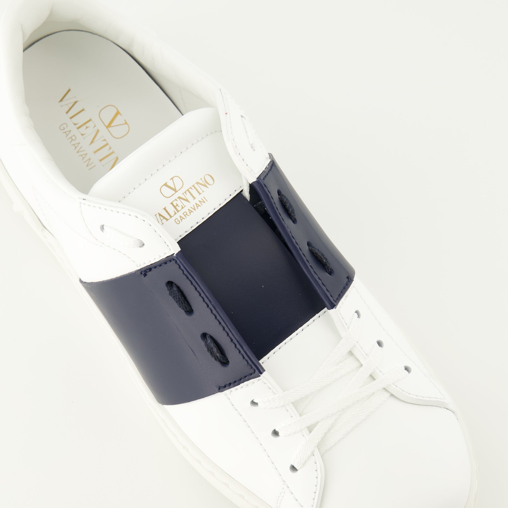 Baskets Baskets Open bleu marine en cuir Valentino Garavani Bleu foncé Homme