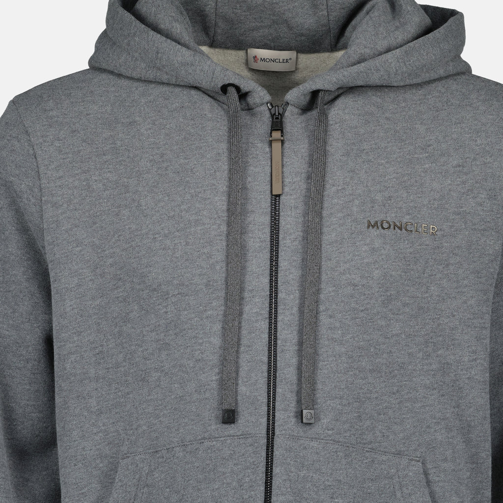 2025년 가을-겨울 시즌 남성용 몽클레르 브랜드의 회색 지퍼 스웨트셔츠 이미지 - 상세 보기_2