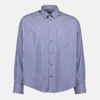 Imagem da camisa às riscas azul-marinho Ami da marca Ami PARIS para Unisex - Temporada Outono-Inverno 2025 - Vista Frontal