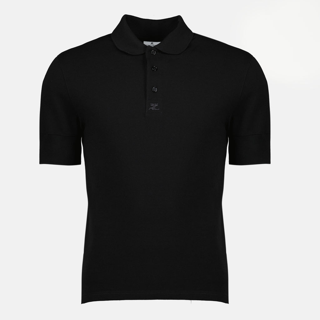 Imagen de la camisa polo de algodón negro de la marca Courrèges para Hombre - Temporada Primavera-Verano 2026 - Vista Frontal