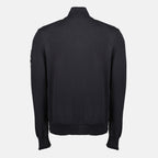 Immagine del cardigan bi-materico blu navy da uomo di Moncler - Stagione Primavera-Estate 2026 - Vista Posteriore