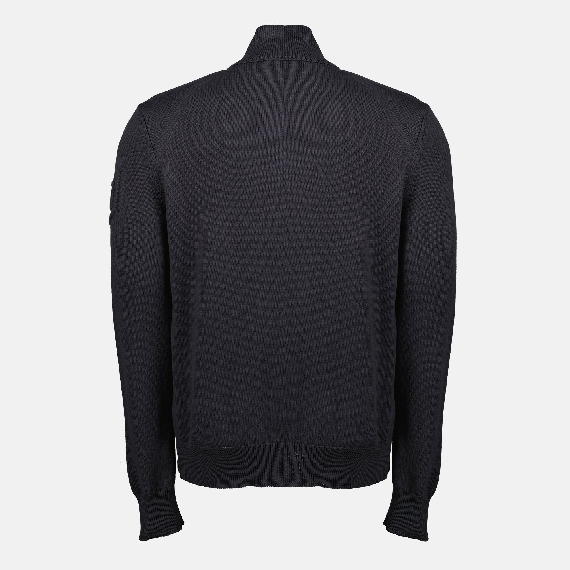 Image de l'article Cardigan bi-matière bleu marine de la marque Moncler pour Homme - Saison Printemps-Été 2026 - Vue de Dos