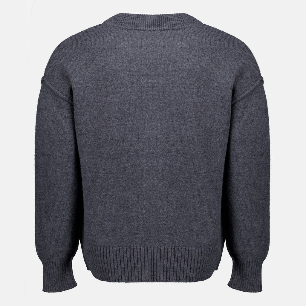 Maille AMI Herz Cardigan aus grauer Wolle Ami PARIS Gris Unisexe